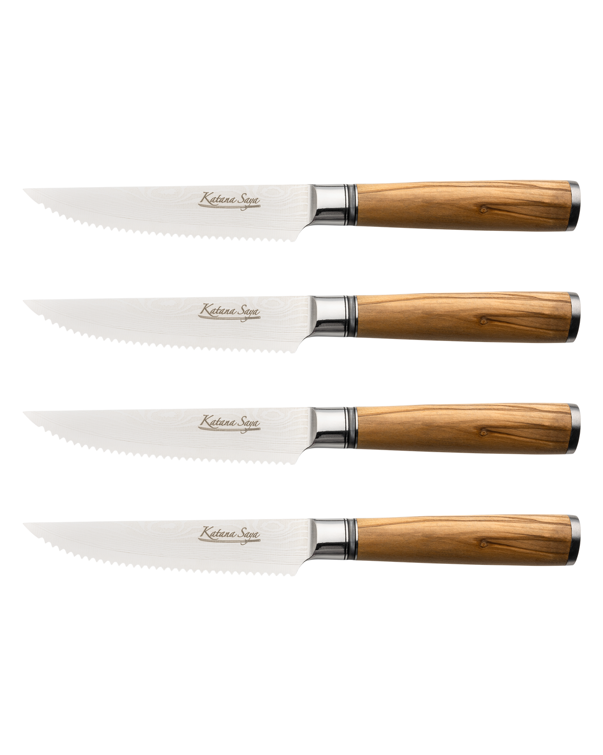 Katana Saya Olive Wood Steak Knife Set 4 Piece