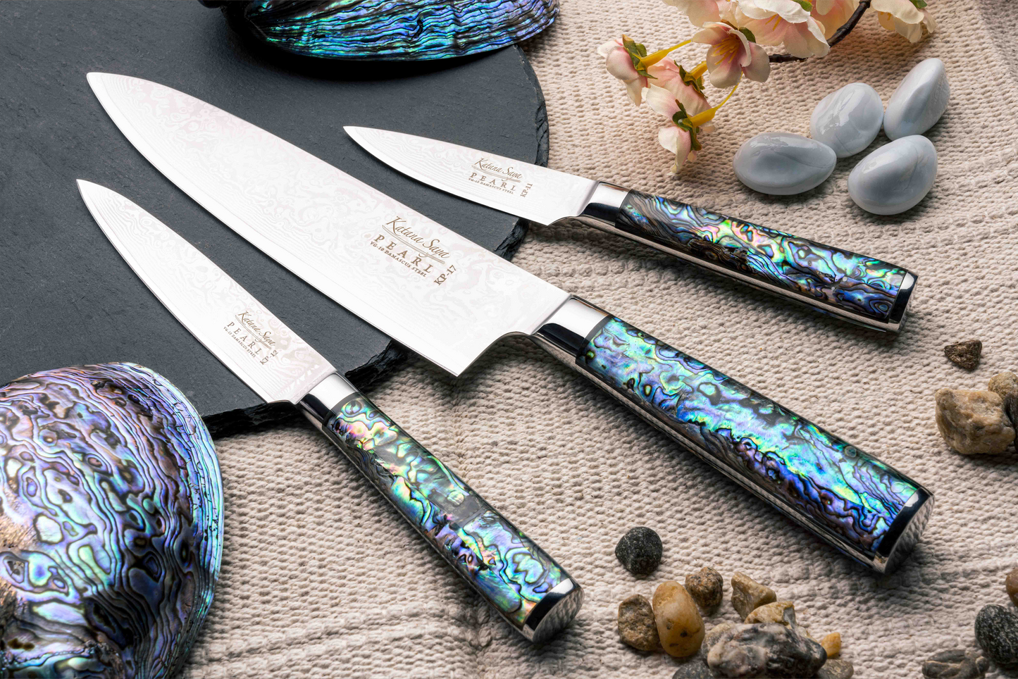 Katana Saya Pearl 3 Pce Knife Set