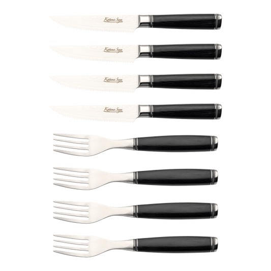 Katana Saya Pakkawood 8 Pce Steak Knife & Fork Set
