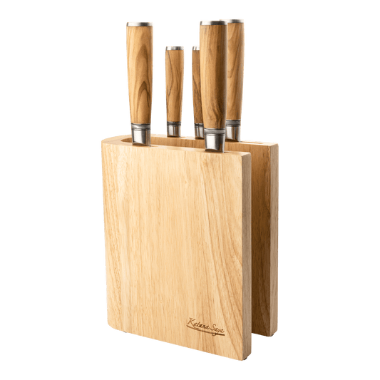 Katana Saya Olive Wood 6 Pce Knife Block Set