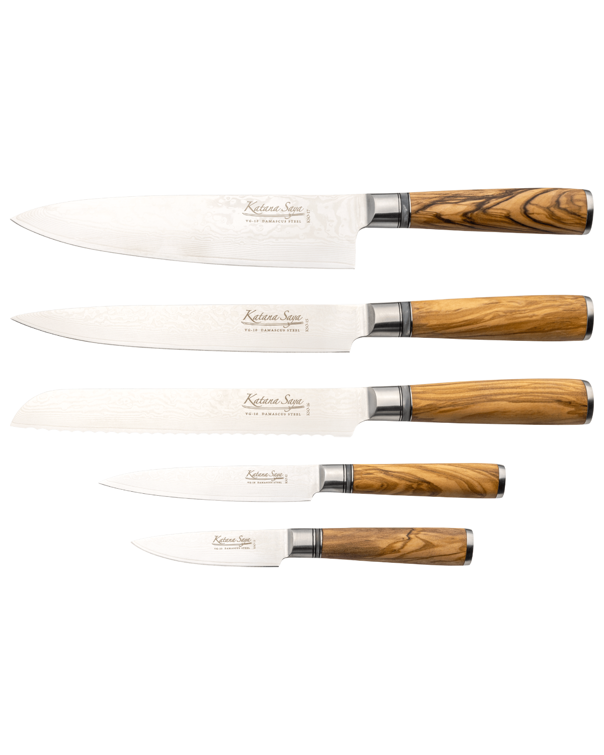 Katana Saya Olive Wood Knife Block Set 6 Piece